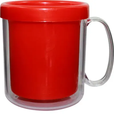 Caneca Térmica Cristal Vermelho 300mL Plástico