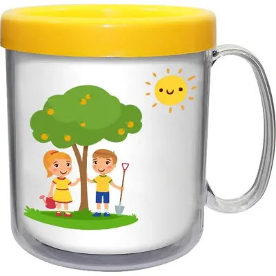 caneca termica infantil 300ml amarelo cl de plastico 