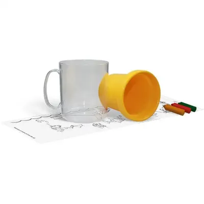  caneca termica infantil 300ml amarelo de plastico  - 1525281