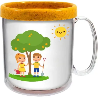 caneca termica infantil 300ml amarelo green colors cl de plastico 