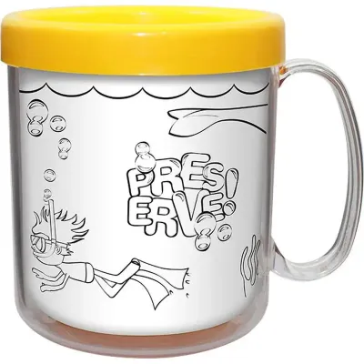 caneca termica infantil 300ml amarelo pb de plastico 