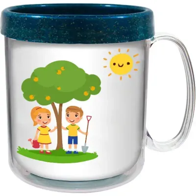 caneca termica infantil 300ml azul green colors cl de plastico 