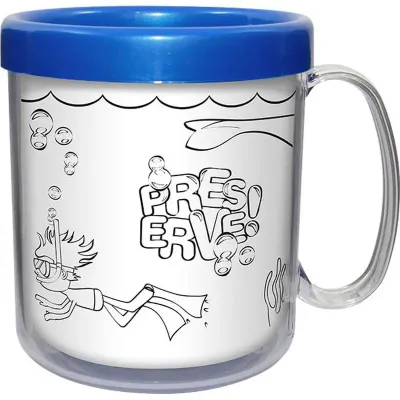 caneca termica infantil 300ml azul pb de plastico 