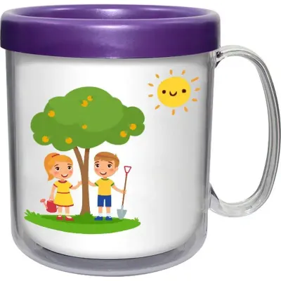 caneca termica infantil 300ml lilas cl de plastico  - 1525288