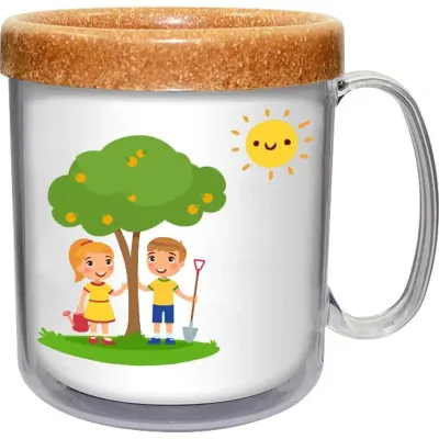 caneca termica infantil 300ml madeira green cl de plastico  - 1525318