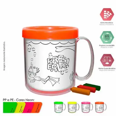 Caneca térmica infantil -neon-pb-cores - 1691940