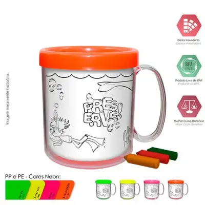  caneca termica infantil 300ml neon pb cores  - 1525244