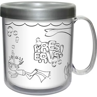 caneca termica infantil 300ml prata pb de plastico 