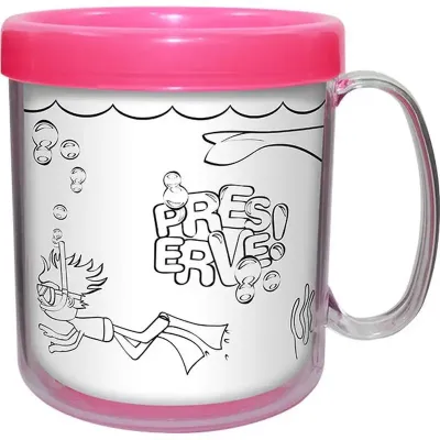 caneca termica infantil 300ml rosa neon pb de plastico 