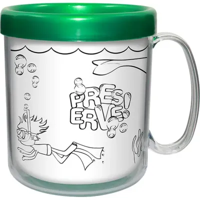 caneca termica infantil 300ml verde pb de plastico 