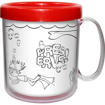 caneca termica infantil 300ml vermelho pb de plastico 