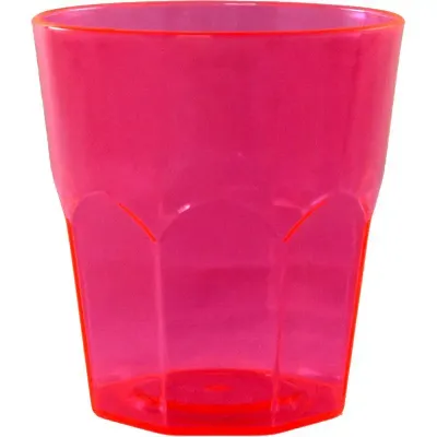 Copo mini roma cristal 300ml rosa neon de plastico 