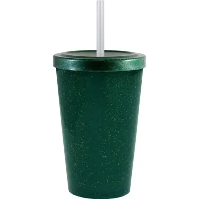 copo tampa canudo 320ml verde green colors de plastico 