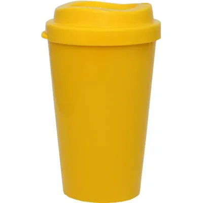 copo tampa mug 320ml amarelo de plastico  - 1523406