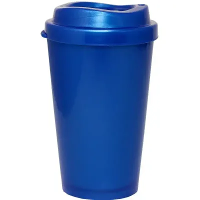 Copo tampa mug 320ml azul de plastico 