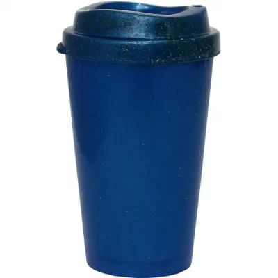 Copo tampa mug 320ml azul green colors de plastico 