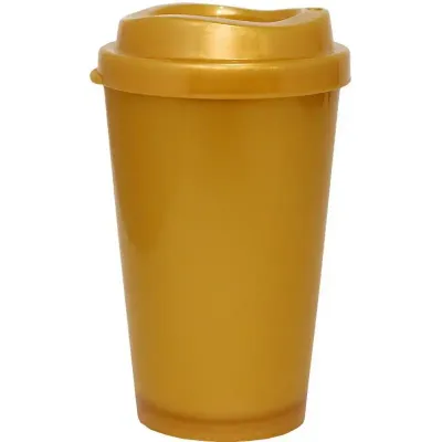 copo tampa mug 320ml dourado de plastico  - 1523420