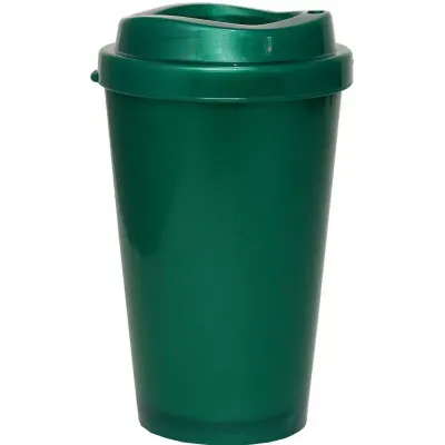 Copo tampa mug 320ml verde de plastico 