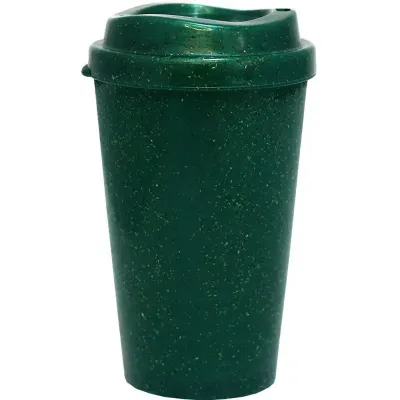 Copo tampa mug 320ml verde green colors de plastico 