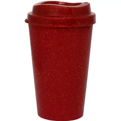 Copo tampa mug 320ml vermelho green colors de plastico 