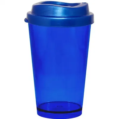 copo tampa mug cristal 320ml azul de plastico 