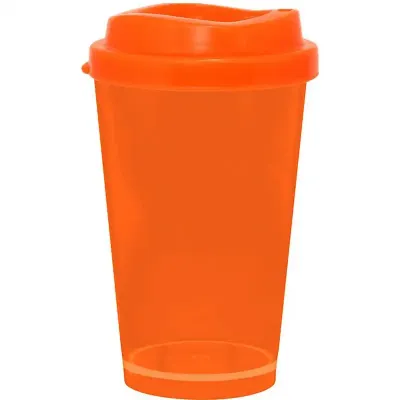 copo tampa mug cristal 320ml laranja neon de plastico  - 1523574