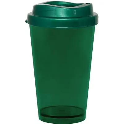 copo tampa mug cristal 320ml verde de plastico 