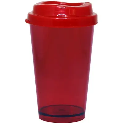 copo tampa mug cristal 320ml vermelho de plastico  - 1523562