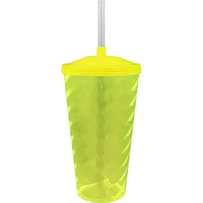 copo tampa twist cristal 600ml amarelo neon de plastico  - 1524040