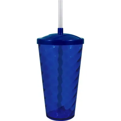 Copo Twist Tampa Cristal Azul 600ml Plástico