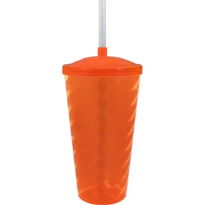 copo tampa twist cristal 600ml laranja neon de plastico 