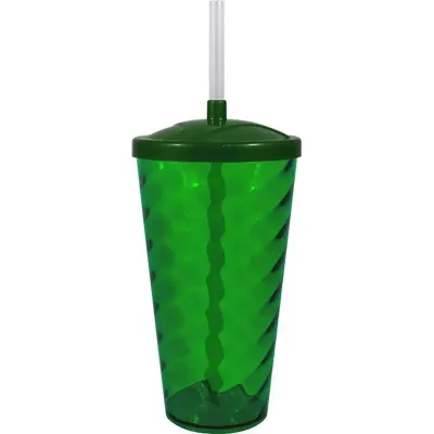 copo tampa twist cristal 600ml verde de plastico  - 1524030