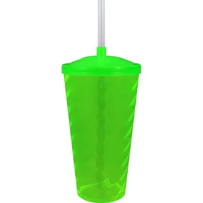 copo tampa twist cristal 600ml verde neon de plastico  - 1524042