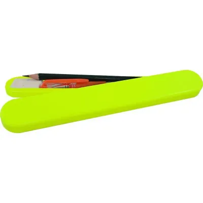 Mini estojo amarelo neon de plastico 