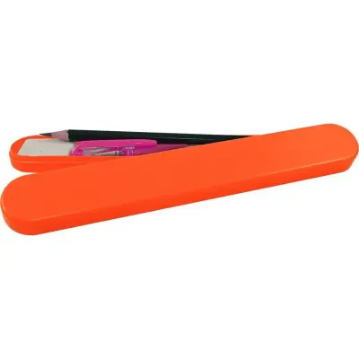 Mini estojo laranja neon de plastico  - 1524827