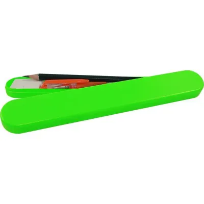 Mini estojo verde neon de plastico  - 1524823