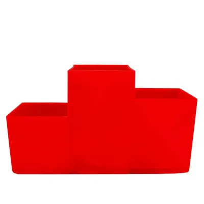 Porta Lápis Trio Vermelho Plástico