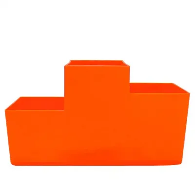 Porta Talher Trio Laranja Neon Plástico