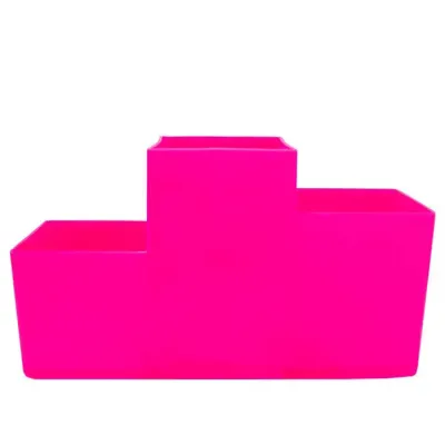 Porta Talher Trio Rosa Neon Plástico - 1582491