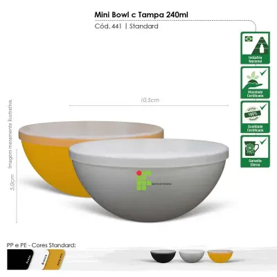  pote mini bowl tampa 240ml standard cores  - 1524330