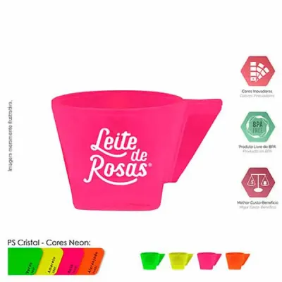 Xícara com Pires 50ml Cristal Neon-  cores - 1688337