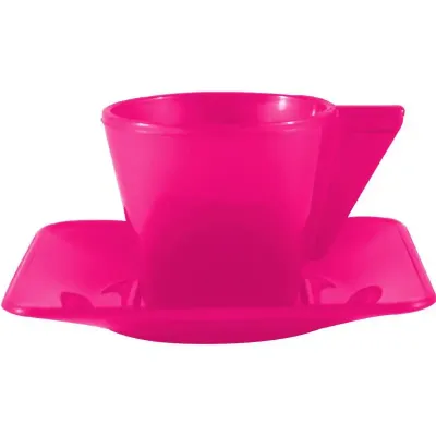 Xícara pires 50ml rosa neon de plastico  - 1524723