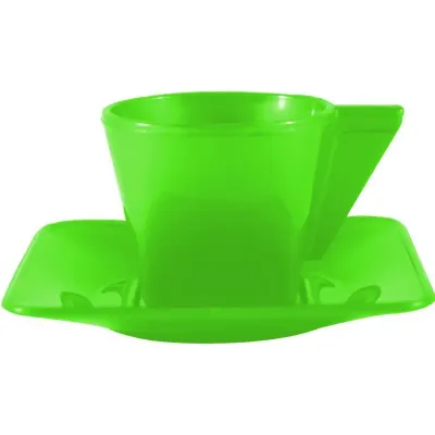 Xícara pires 50ml verde neon de plastico 