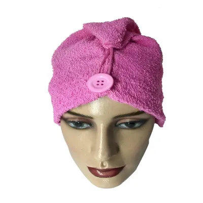 Turbante para secar o cabelo atoalhado rosa pink