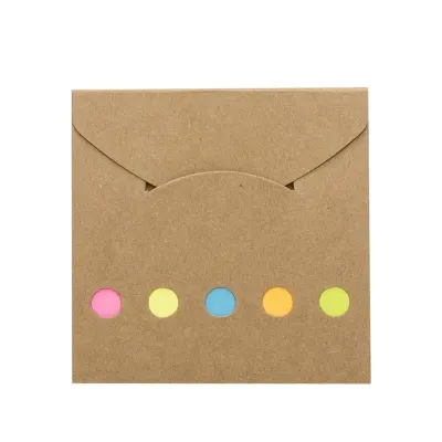 Mini bloco ecológico formato envelope com autoadesivos e capa com detalhes vazados