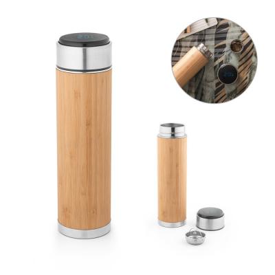 Squeeze térmico em aço inox reciclado e bambu 430ml para Brindes 1