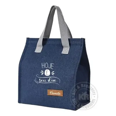 Bolsa térmica oxford com capacidade de 5 litros com fechamento em velcro