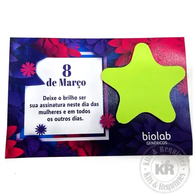 Card personalizado com adesivo formato estrela neon