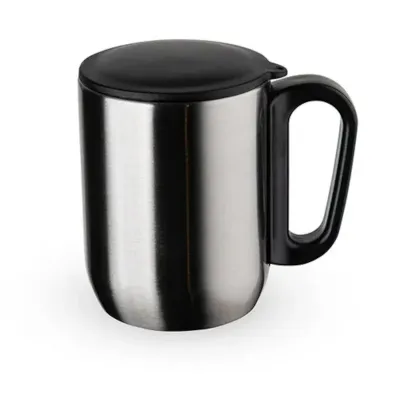 Caneca Inox 250ml com pegador e tampa de plástico