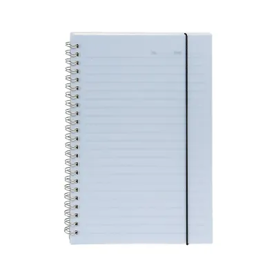 Caderno A5 com capa plástica e elástico promo